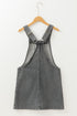 Wide Strap Button Front Pocketed Denim Mini Dress